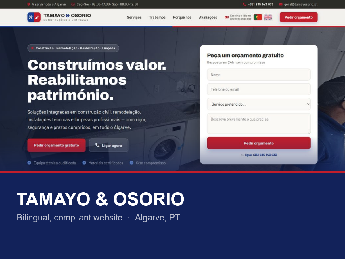 Tamayo & Osorio bilingual construction website
