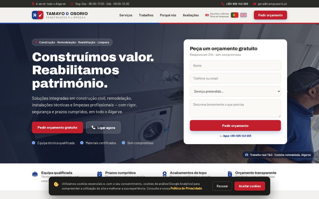 Cookie consent banner shown to first-time visitors, with accept and decline options